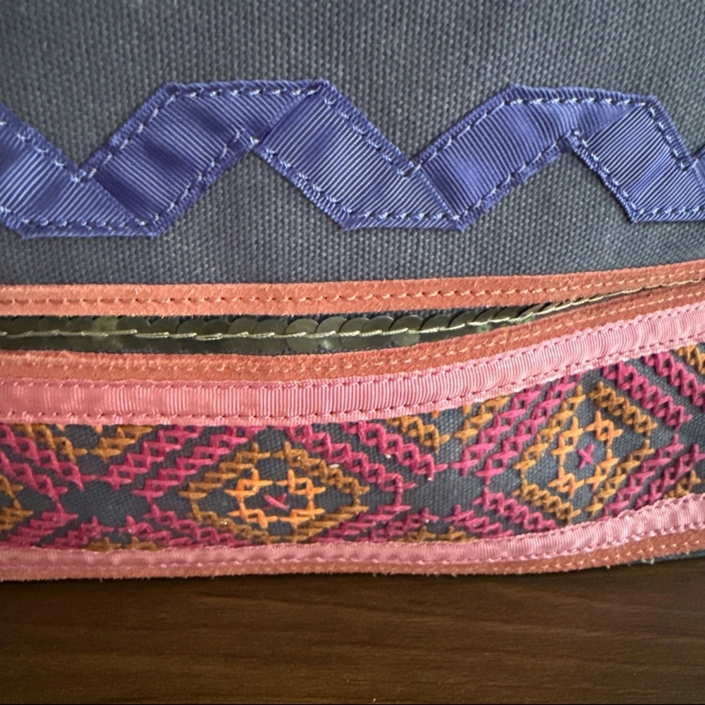 Vintage Fossil Jesse Tote Hobo Y2K Leather Straps Tassel With Key Multicolored - Picture 3 of 7